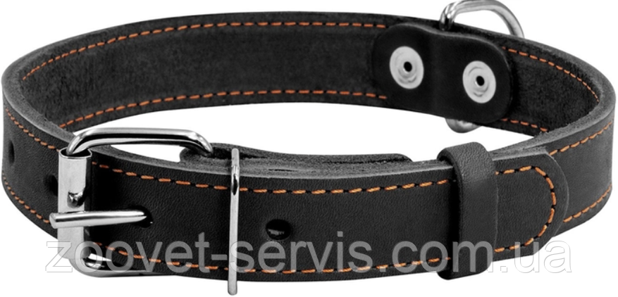 Нашийник Collar одинарний із натуральної шкіри 25 мм 38-50 см чорний для середніх і великих порід собак (02191), фото 1