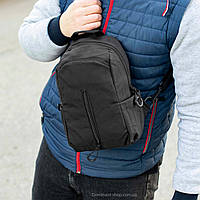 Нагрудна сумка слінг Flame3 чорна тканинна через плече бананка однолямковий рюкзак на 5л