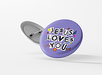 Значок металлический Jesus loves You No46