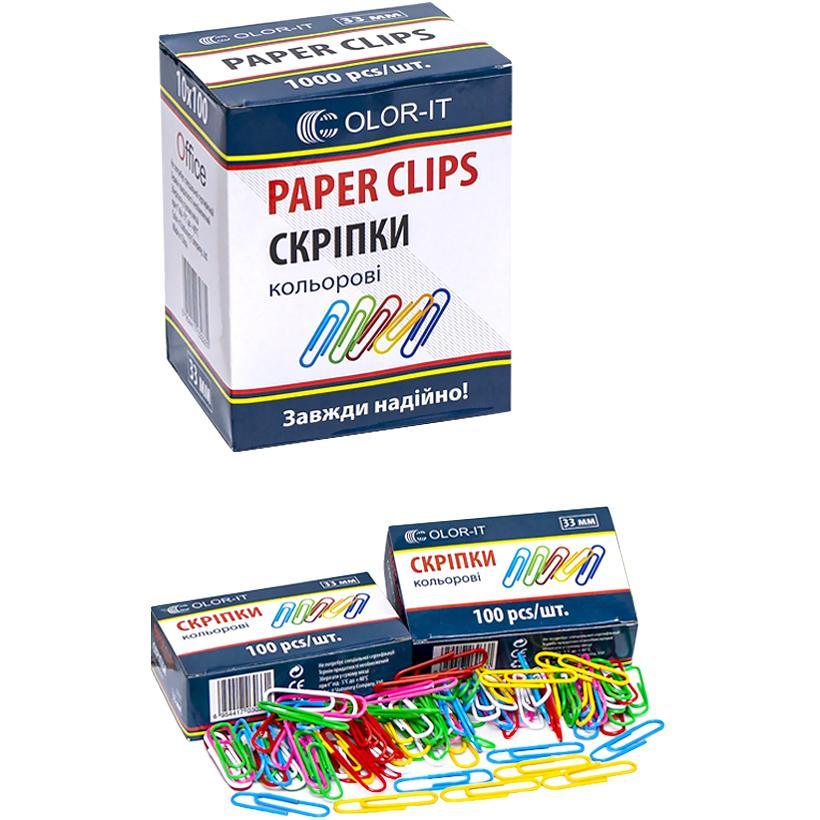 Скріпка метал 33мм кольорова 633 "С", фото 1