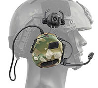 Тактические активные наушники HEADSET с креплениями для шлема с двойным микрофоном (МУЛЬТИКАМ / КОЙОТ / ОЛИВА)