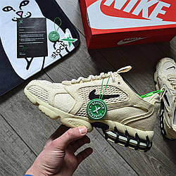 Чоловічі та жіночі кросівки Stussy X Nike Air Zoom Spiridon Cage 2 'Fossil Stone (Бежеві) Найк Зум Спірідон текстиль сітка
