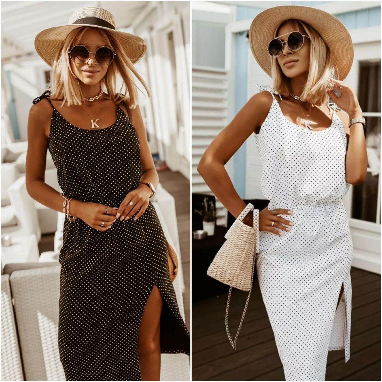 Елегантна легка жіноча сукня в горошок. Стильний літній жіночий сарафан "Aurica" Розмір: 42-44,46-48 - фото 1 - id-p1437922053