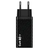 Зарядний пристрій GaN 65W PD Type-C / 20 W QC 3.0 USB-A — Чорний, фото 3