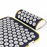 Масажний килимок Аплікатор Кузнєцова + валик масажер для спини/шиї/ніг/стоп/голови/тіла OSPORT (n-0002) Чорно-сірий, фото 3