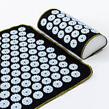 Набір для йоги 3в1 Килимок для йоги + Масажний килимок Аплікатор Кузнєцова + валик OSPORT Set 31 (n-0062) Чорно-небесний, фото 6