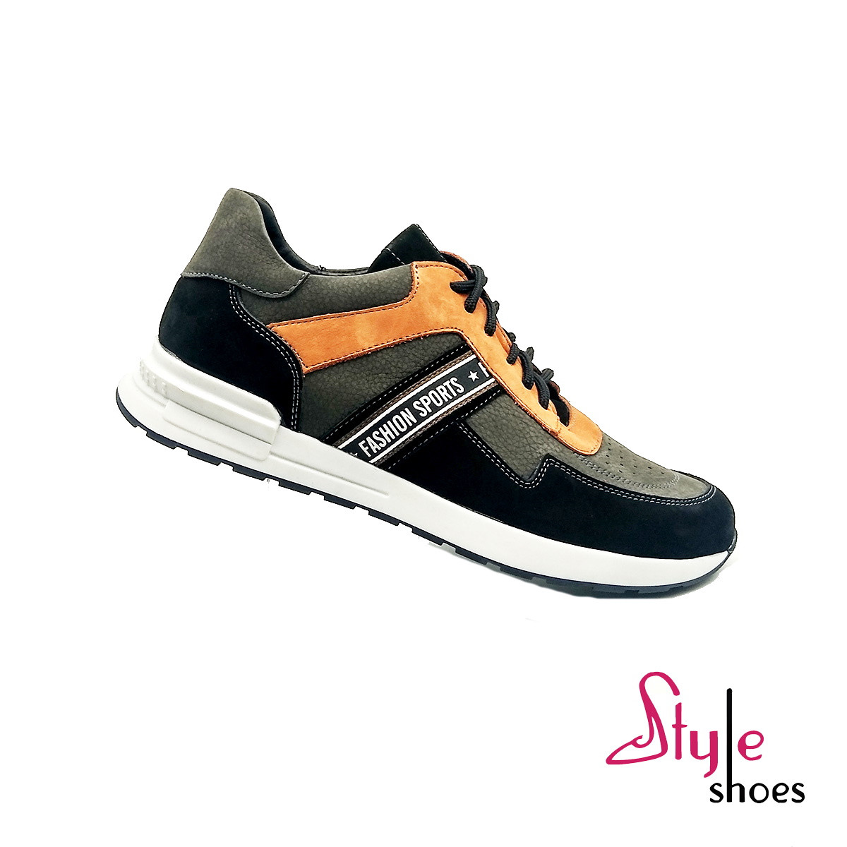 Чоловічі кросівки з натуральної шкіри комбінованої з нубуком «Style Shoes»
