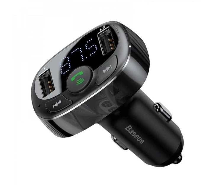 FM-модулятор/дисплей 2USB S-09 T-Typed black CCAL-TM01 Baseus (CCMT000301)