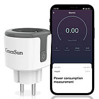 Розетка GreenSun WiFi,умная розетка с голосовым управлением и таймером, розетка для счетчика электроэнергии