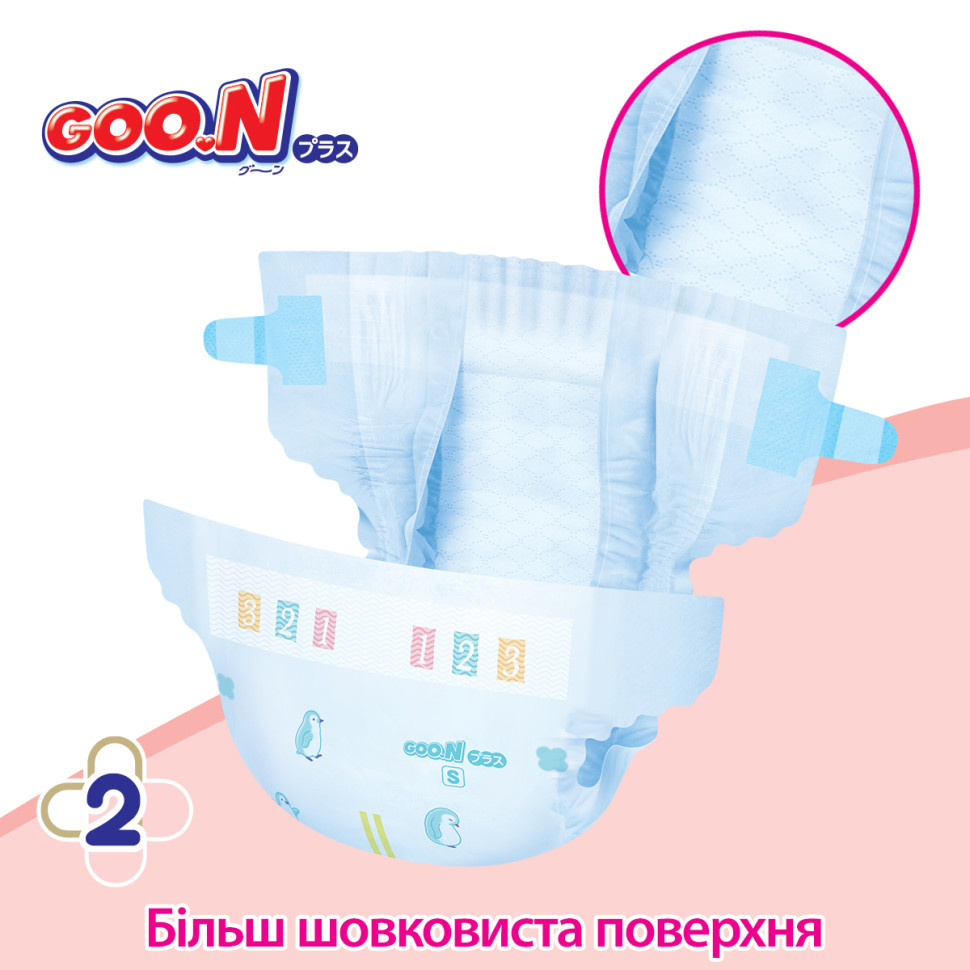 Подгузники для детей 4-8 кг GOO.N Plus 843334 размер S, 50 штук, Toyman - фото 9 - id-p1830738944