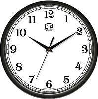 Часы настенные бесшумные круглые со стеклом черный корпус Classic