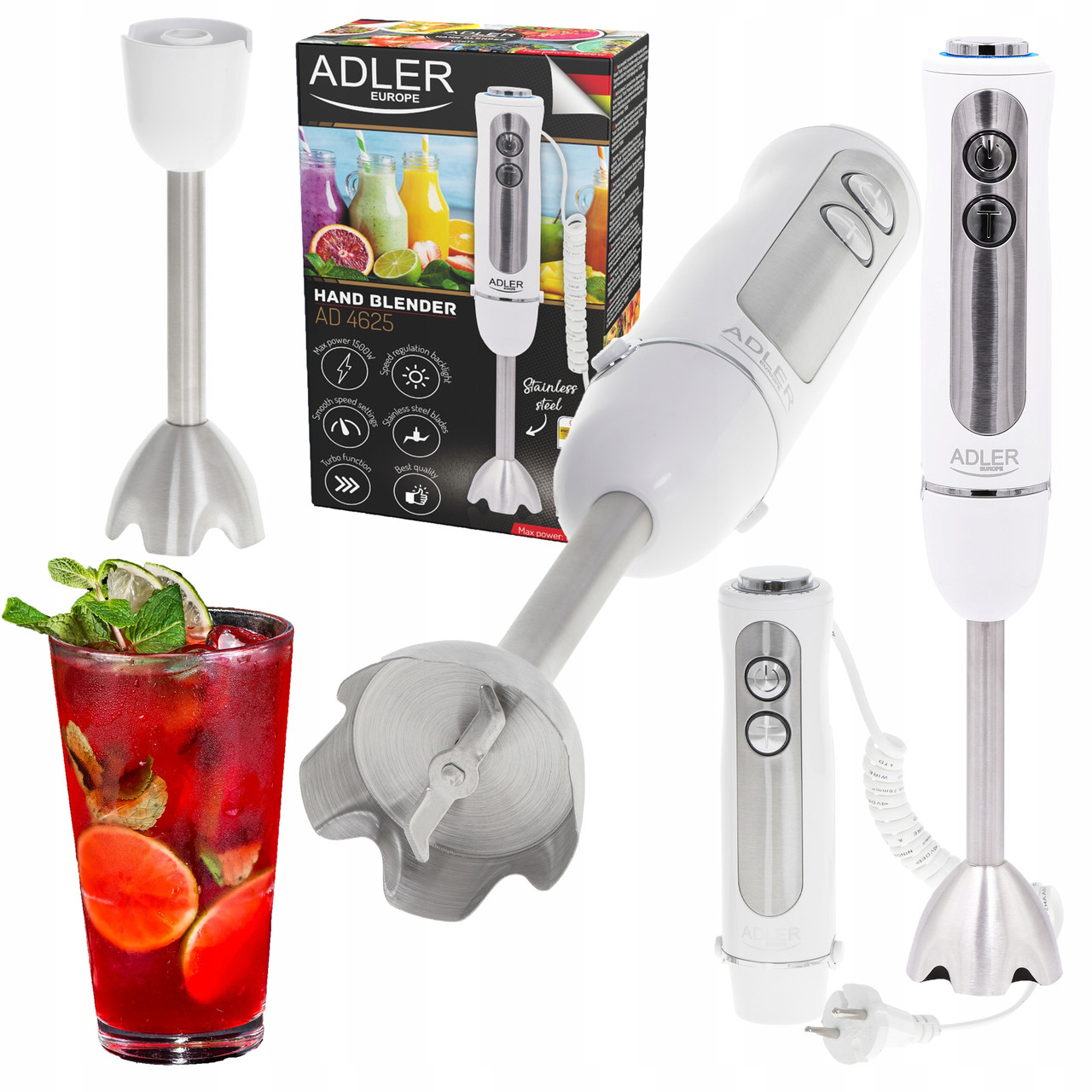 Стаціонарний блендер Adler AD 4625 White
