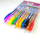 Набір гелевих ручок з блиском 12 кольорів | набір кольорових ручок | кольорові ручки з глітером |, фото 3