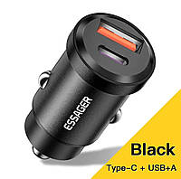 Автомобильное зарядное устройство Essager ES-CC07 30W USB+Type-C ,мощность 3A