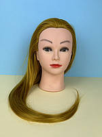 Навчальна голова-манекен з штучними термо-волоссям, золотиста (ЕТ-144)