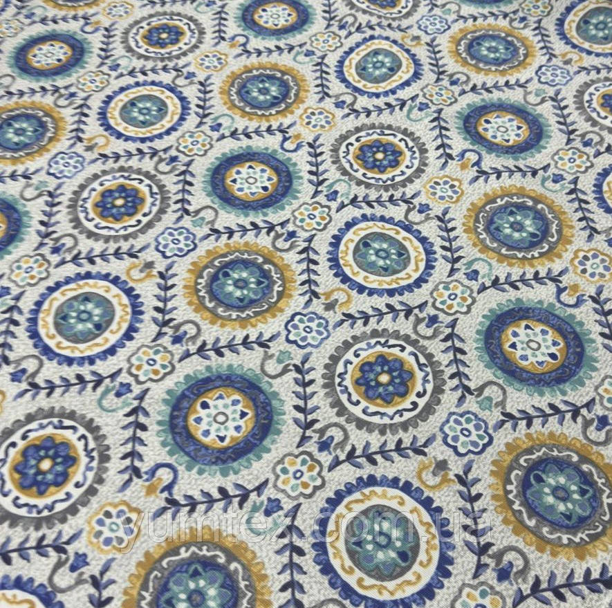Тканина для шторськими штор скатертини круги абстракція сині