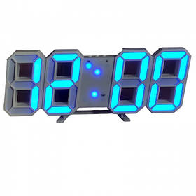 Електронний настільний LED-годинник із будильником і термометром LY 1089 білий (Синя підсвітка)
