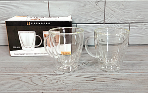 Набір термочашок скляних із подвійними стінками 2 шт. 280 мл Edenberg EB-19542/ Чашки для кавомашини