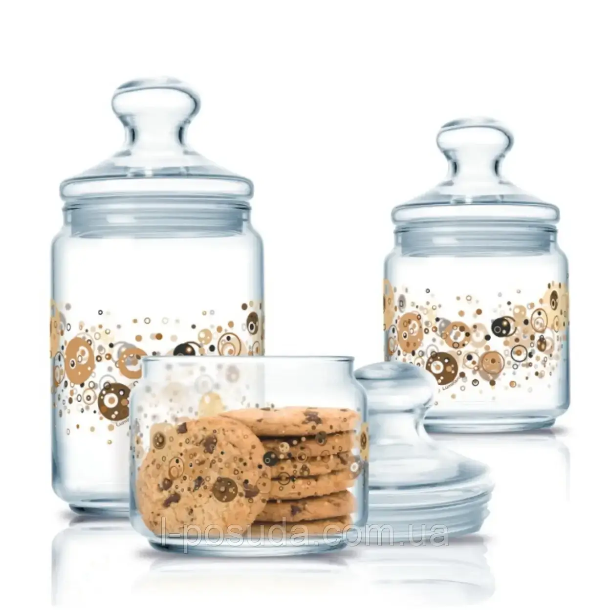 Скляні банки для зберігання Люмінарк набір 3 шт (0.5+0.75+ 1л), фото 1