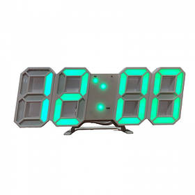 Електронний настільний LED-годинник із будильником і термометром LY 1089 білий (Зелена підсвітка)
