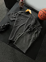 Мужской стильный летний комплект шорты и футболка серого цвета базовый