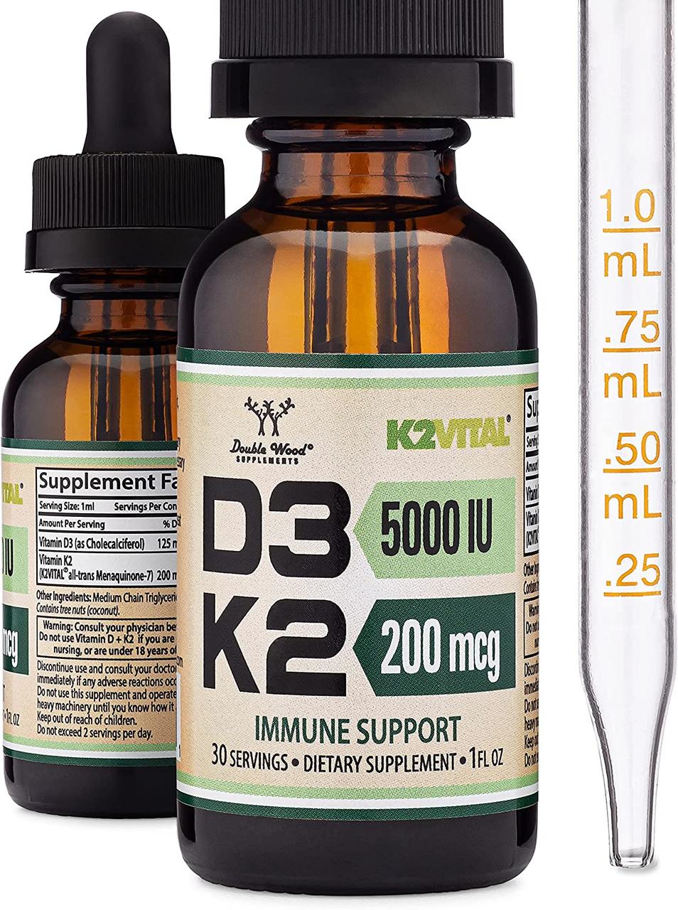 Вітамін D3+K2 Double Wood Vitamin D3 + K2 Liquid Drops 30 ml