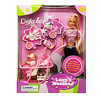 Лялька типу Барбі Defa Lucy 20958 з коляскою і дитиною (Фиолетовый)
