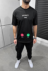 Чоловіча базова футболка з принтом (чорна) ada1558 якісний повсякденний одяг для хлопців