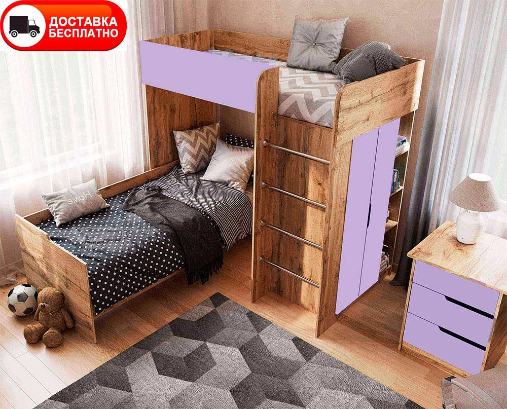 Дитяче ліжко-кімната горище Bed Room 3 корпус Тахо/фасади Лаванда (бузок), вибір кольору корпусу та фасадів