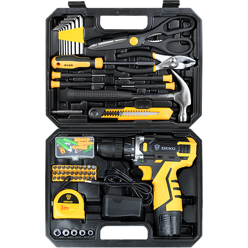 Купить Аккумуляторный шуруповерт + набор 104 инструмента в кейсе DEKO ...