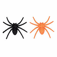 Набор из 6 пластиковых пауков Хэллоуин 6х65 см глиттер YES! Fun 973679