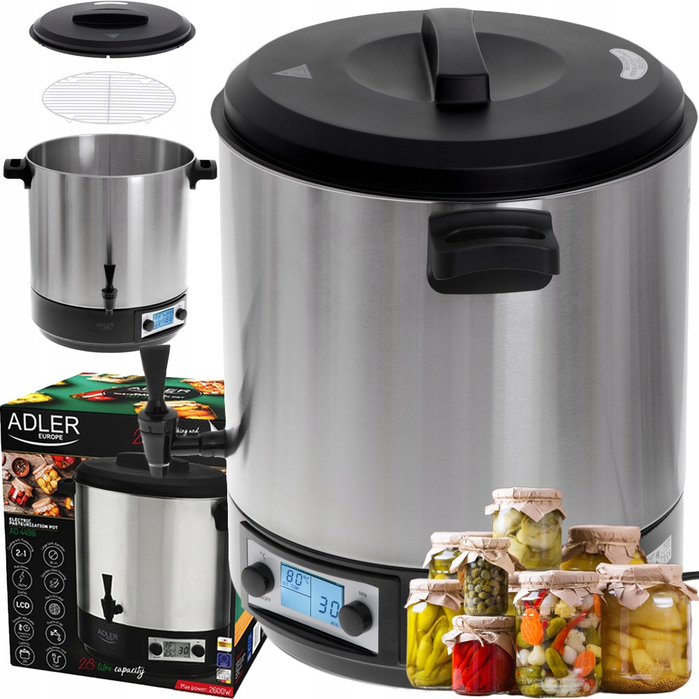 Електрична каструля‑пастеризатор Adler AD 4496 — 28 л, 2600 Вт, LCD, таймер