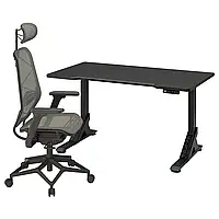 Игровой стол и стул, черный/серый, 140x80 см UPPSPEL / STYRSPEL