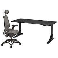 Игровой стол и стул, черный/серый, 180x80 см UPPSPEL / STYRSPEL