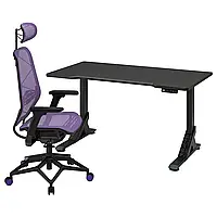 Игровой стол и стул, черный/фиолетовый, 140x80 см UPPSPEL / STYRSPEL
