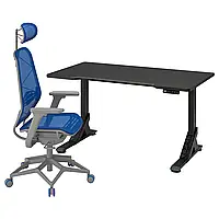 Игровой стол и стул, черно-синий/светло-серый, 140x80 см UPPSPEL / STYRSPEL