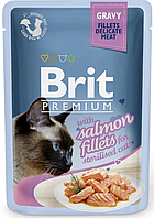 Влажный корм для стерилизованных кошек с филе лосося в соусе Brit Premium Cat Salmon Fillets Gravy pouch 85 г