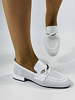 Evromoda.Туреччина Жіночі літні туфлі-балетки з перфорацією білого кольору. Розмір 39 40
