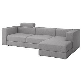 Модульний диван 4-місний з шезлонгом правий з узголів'ям/Tonerood сірий JATTEBO