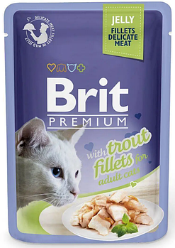 Вологий корм для котів з філе форелі в желе Brit Premium Cat Trout Fillets Jelly pouch 85 г