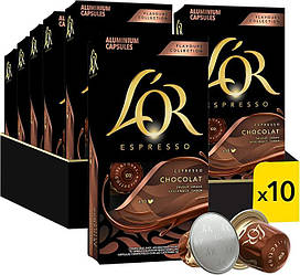 СЕТ 10 пачок! Кава в капсулах Nespresso L'or ESPRESSO Chocolat