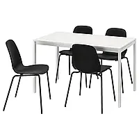 Стіл та 4 стільці, білий білий/чорний/чорний, 125 см MELLTORP / LIDAS