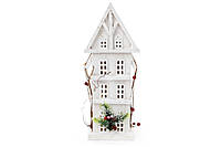 Декоративный Деревянный домик с подсветкой 41см, 10 LED-ламп, цвет - белый (NY12-480)