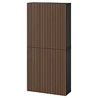 Шкаф SC/2 дверцы, Bjorkoviken черно-коричневый/мореный дубовый шпон, 60x22x128 см BESTA