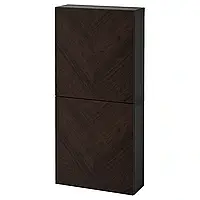 Шкаф SC/2 дверцы, Хедевикен черно-коричневый/мореный шпон дуба темно-коричневый, 60x22x128 см BESTA