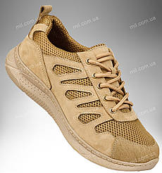 Літні тактичні кросівки з вентильованою сіткою / полегшене військове взуття зі шкіри на літо GENESIS Vent (coyote)