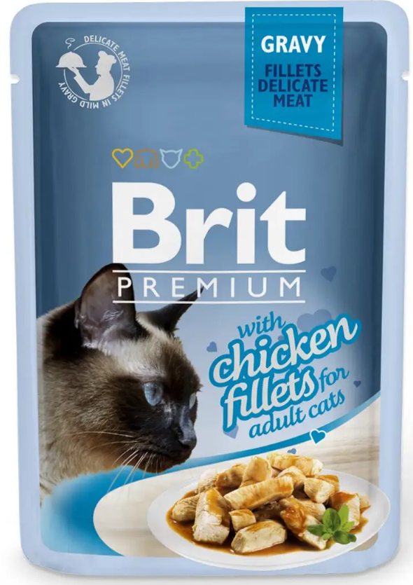 Вологий корм для котів з філе курки в соусі Brit Premium Cat Chicken Fillets Gravy pouch 85 г