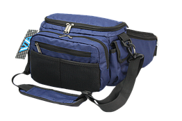 Сумка спінінгіста (поясна/плечова) VA R-97, (30х18х18 см) (синьо-чорний)