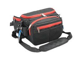 Сумка спінінгіста (поясна/плечова) VA R-97, (30х18х18 см) (чорно-чевона)