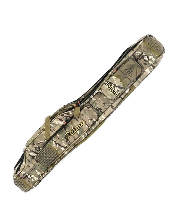 Якісний чохол Feima 1.35 м 3 відділення напівжорсткий (2105), для вудлища з котушкою (камуфляж лісовий), фото 1